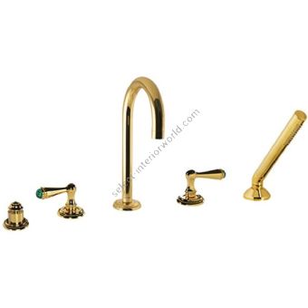 Bronces Mestre / Bath-Shower Fittings / Five holes bath set with malachite stone 073816.ML0.00
