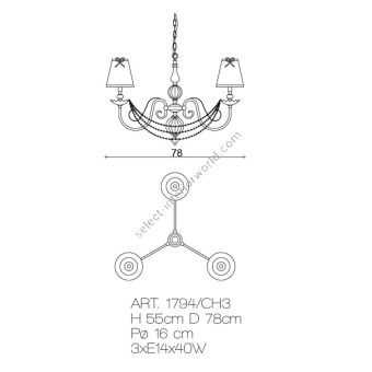 Il Paralume Marina / Chandelier with Soft Color Murano Glass Balls / 1794/CH3