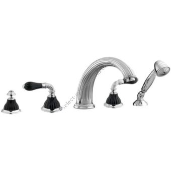 Bronces Mestre / Bath-Shower Fittings / Five holes bath set with black porcelain 233516.N000.50