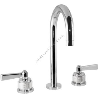 Bronces Mestre / Washbasin Fittings / Three holes basin set with handle and decorated brass ring 271001.PP0.50