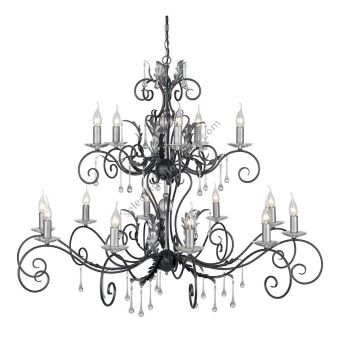 Elstead Lighting / Chandeliers / Amarilli 15 Black with Silver Patina