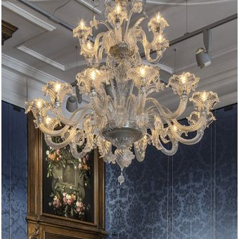 Glass & Glass Murano / Chandeliers / Traditional Venetian C-2638 12+6