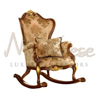 Modenese Luxury Interiors / Rocking Chair / Walnut and Gold 13432