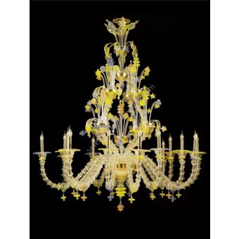 Italian Luxury Lighting / Chandeliers / Venetian Glass Yellow 16-Light V7869 016