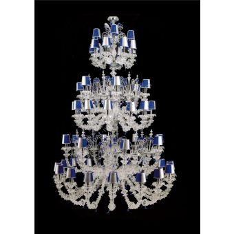Italian Luxury Lighting / Chandeliers / Venetian Glass White and Blue 54-Light V8047 054