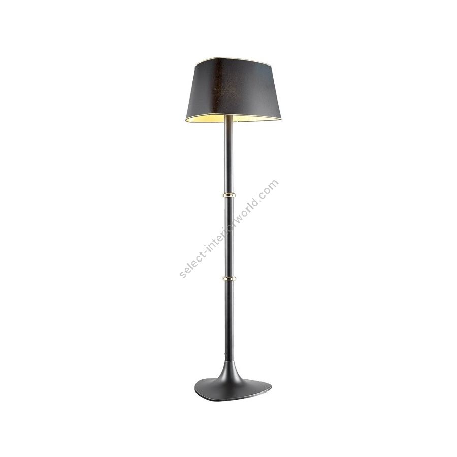 Floor lamp / Matt Black finish / Chinette-black fabric lampshade