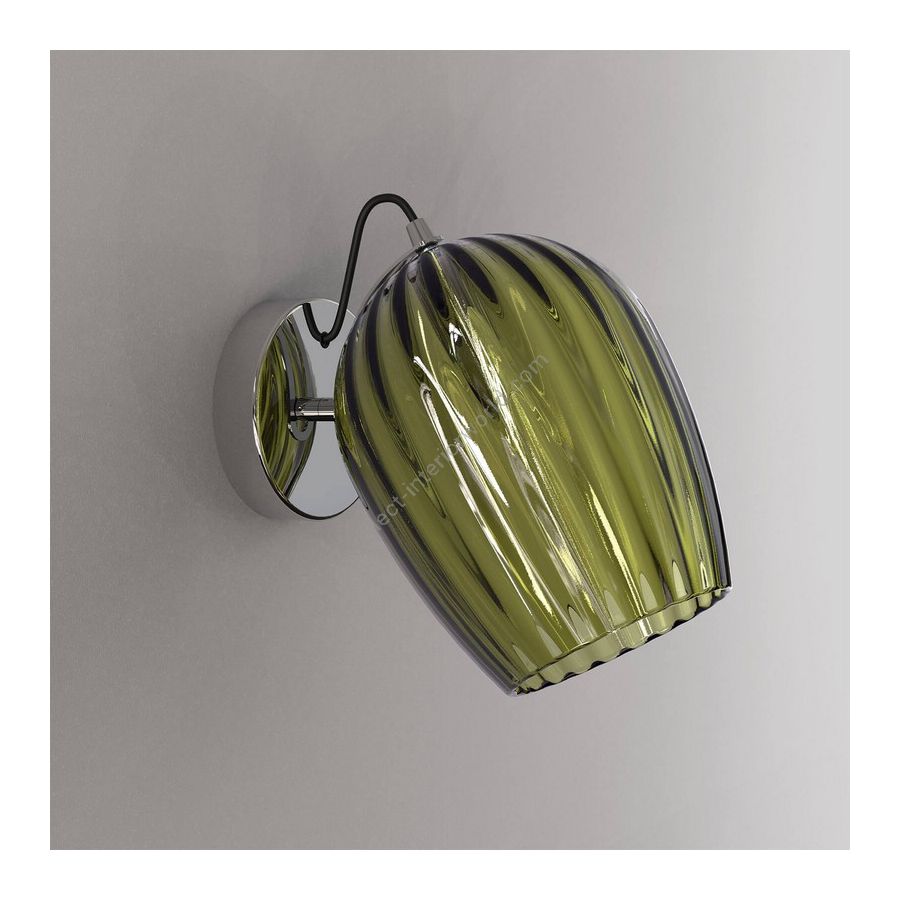 Wall lamp / Chrome finish / Olivine glass