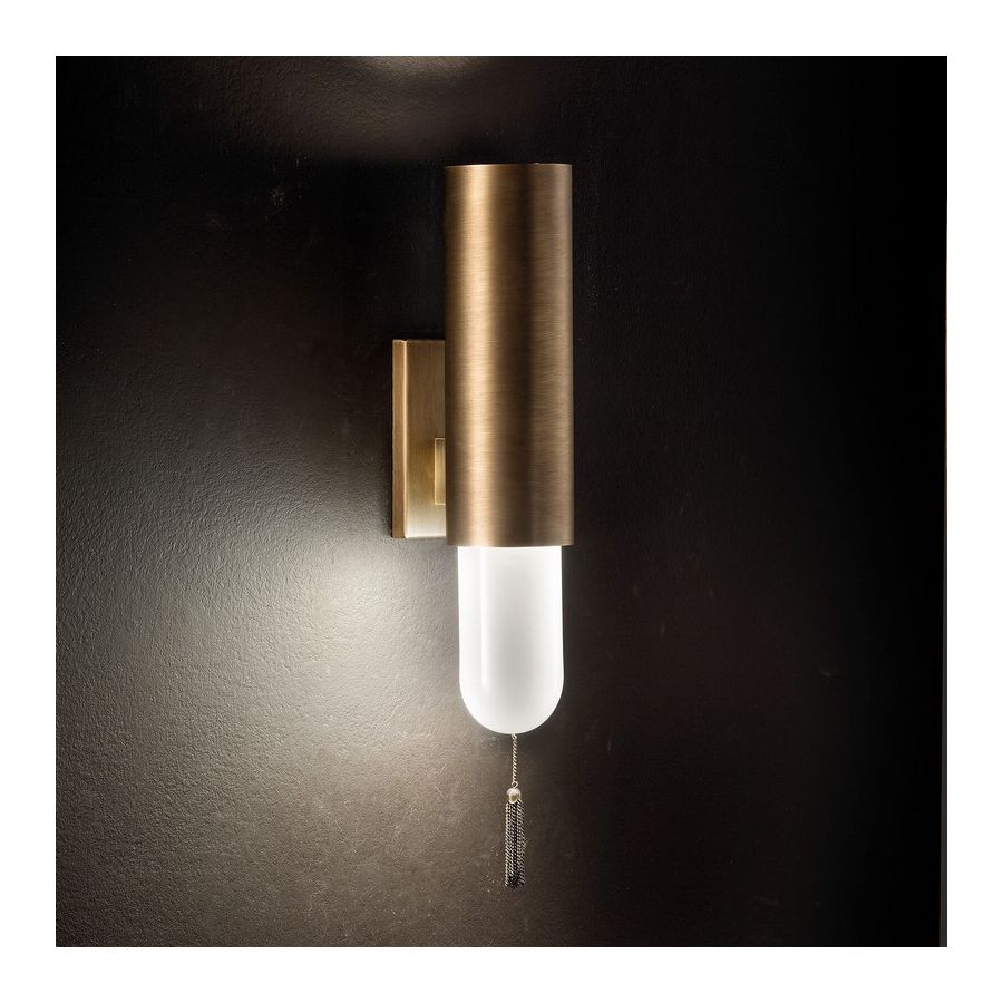 Wall led lamp / Antique Burnished Finish / White Glass