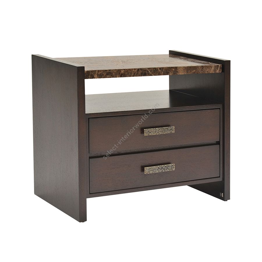 Dark wood finish / Champagne marble top / With handle H-002