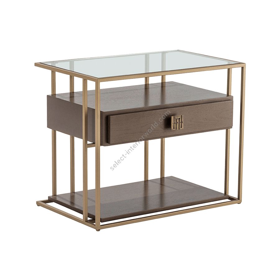 Bronze metal finish / Dark wood base / With handle H-013