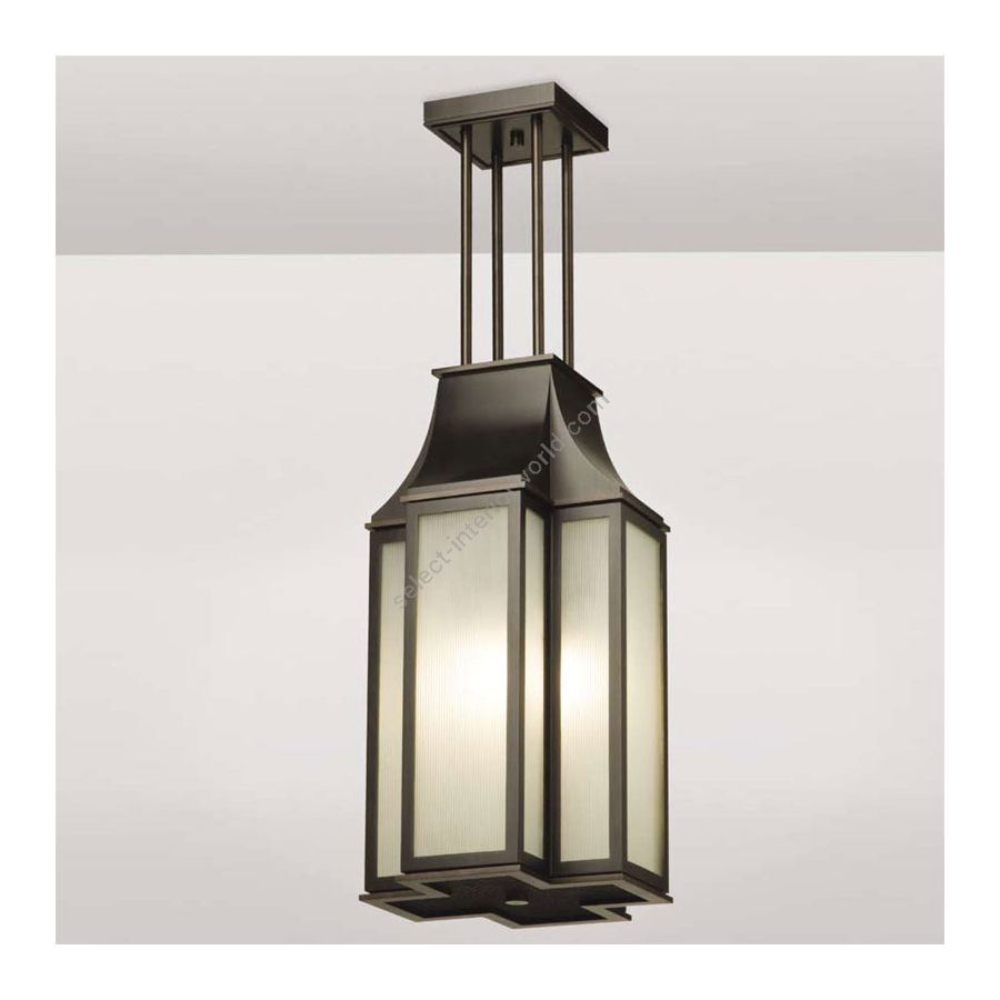 Blackened Brass finish, Frosted Ribbed Glass (cm.: W 30.5 x D 30.5 / inch.: W 12" x D 12")