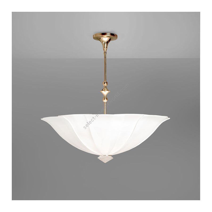 Polished Brass finish / White linen lampshade