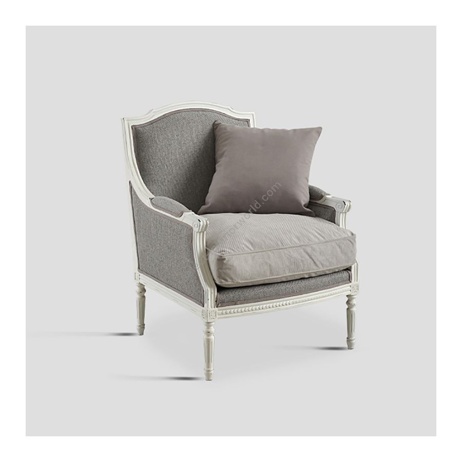 Lacquered Bianco Vissuto finish / Gray fabric upholstery colours