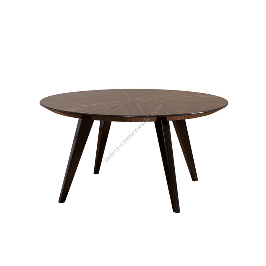 Coffee small table / Top makassar ebony veneer, ray disposed / Finish (legs) gloss black