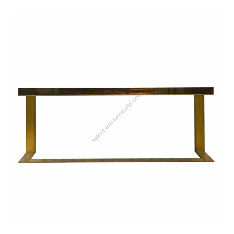 Finish Gloss brass plated metal base, Top Makassar ebony 