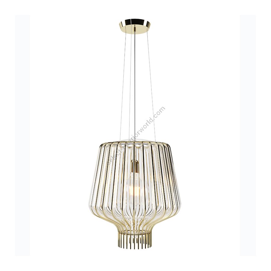 Gold finish, transparent glass lamp