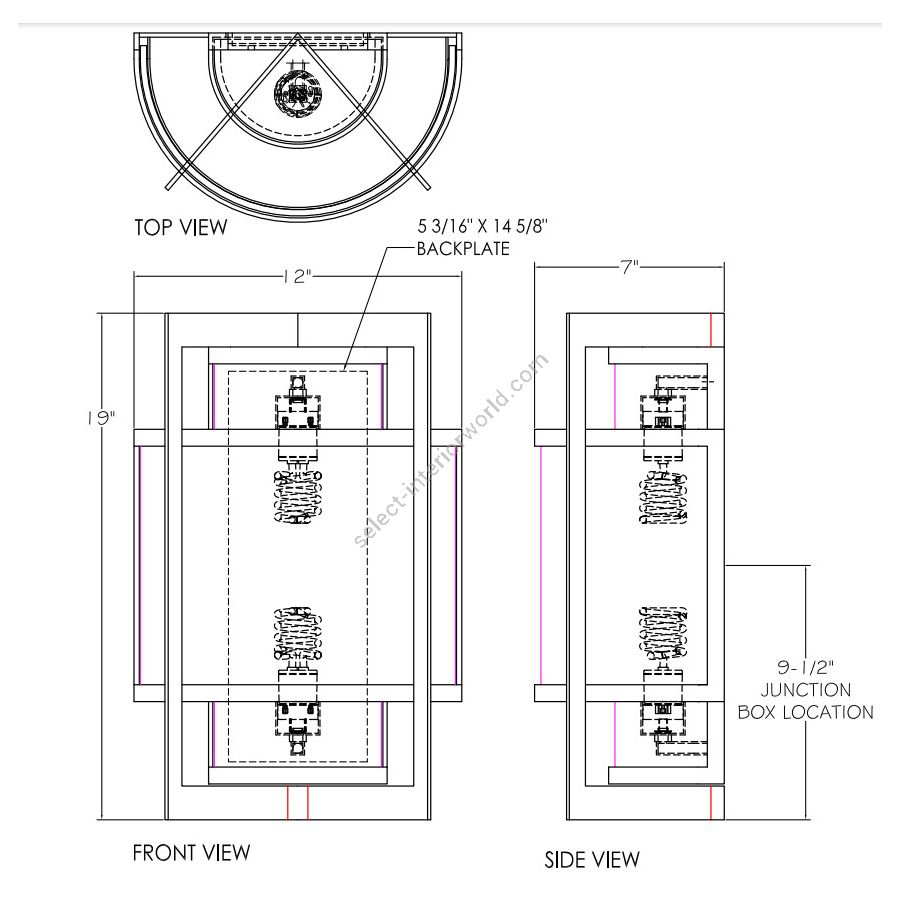 19″ Bronze - 818181 > 19” H x 12” W x 7” D ( 48.26 cm x 30.48 cm x 17.78 cm )