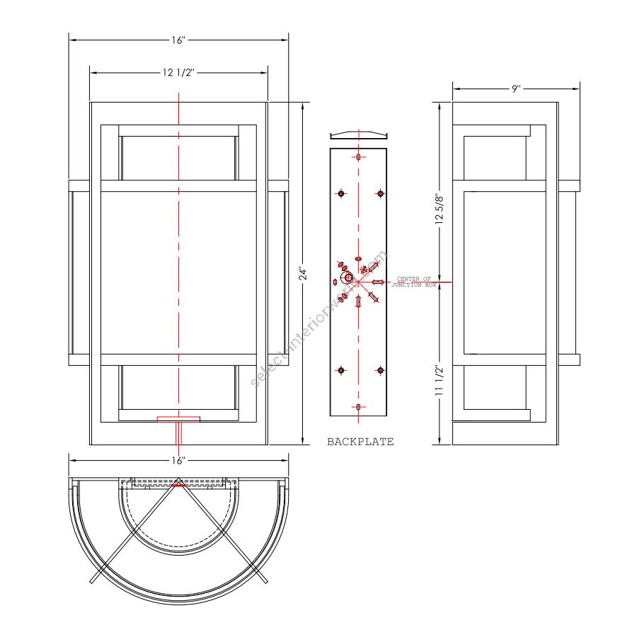 24″ Bronze - 818281 > 24” H x 16” W x 9” D ( 60.96 cm x 40.64 cm x 22.86 cm )