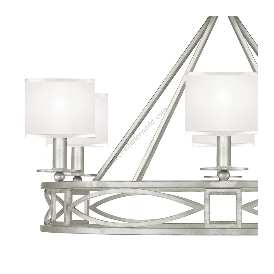 Silver Leaf / White Fabric Shades - 887640-41