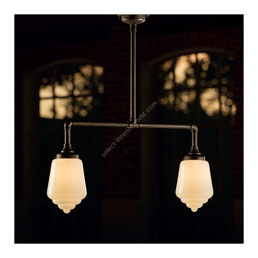 Old Copper finish, 2 lights (cm.: H 50 x W 100 / inch.: H 19.7" x W 39.4")