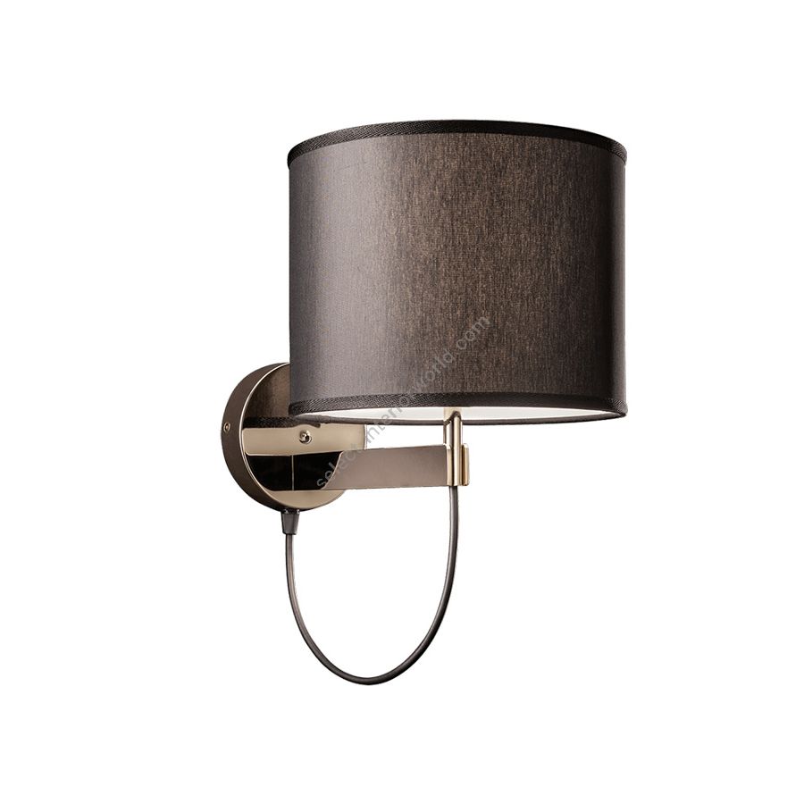 Wall lamp / Light Gold Finish / Ponge-black fabric lampshade