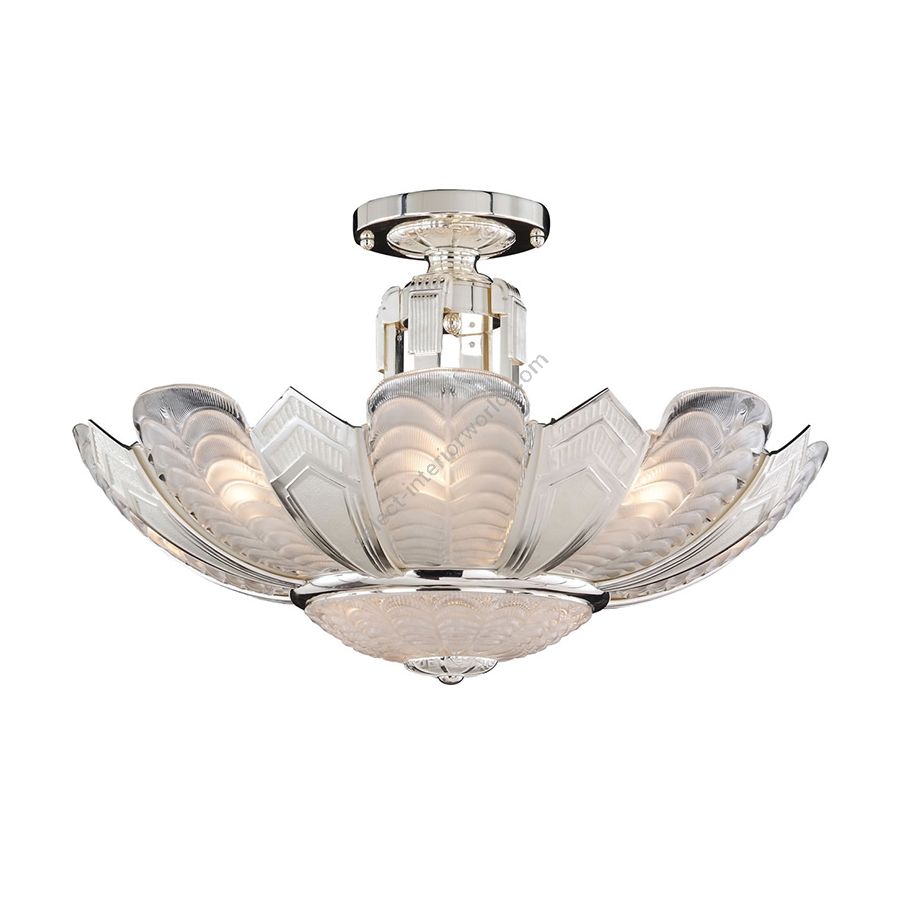 Ceiling fixture / Antique Silver Plated finish / White glass