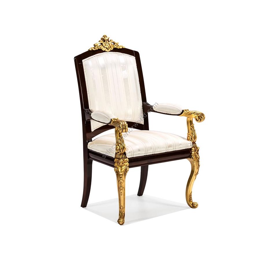 Dining chair with arms / Walnut, Old Gold Leaf finish