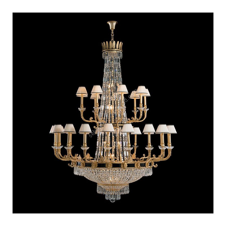 French Gold and Black Trafalgar Finish / With white pleated lamp shades