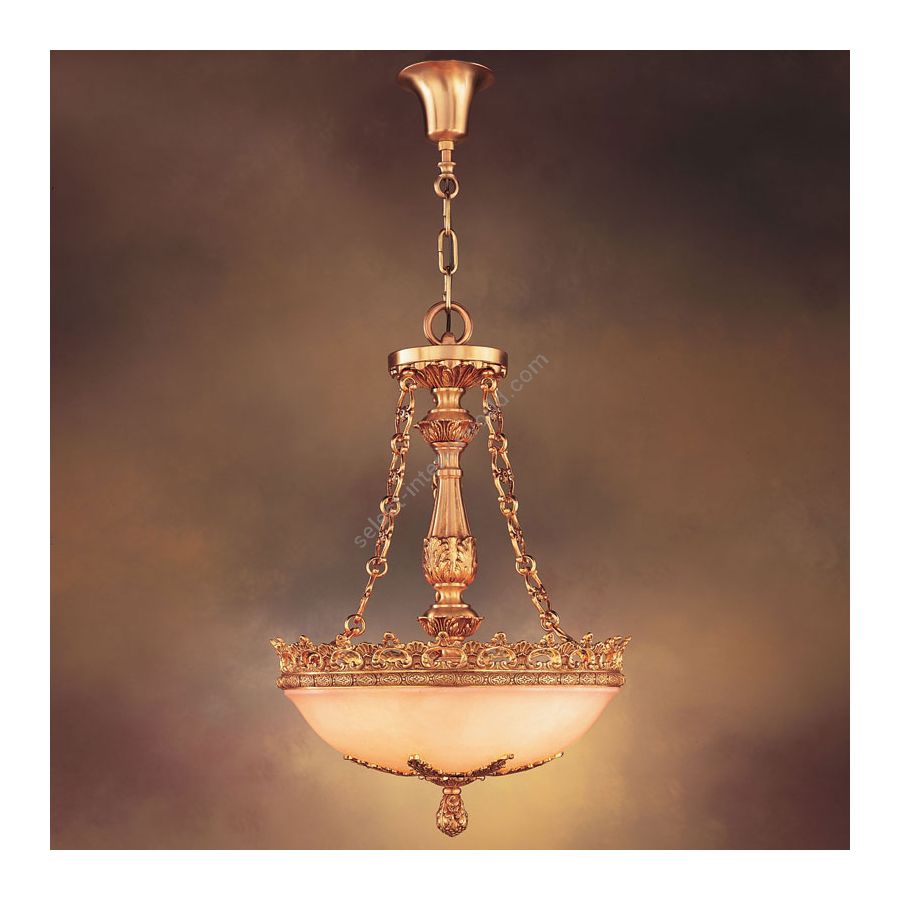 Pendant lamp / French Gold finish / White Alabaster bowl