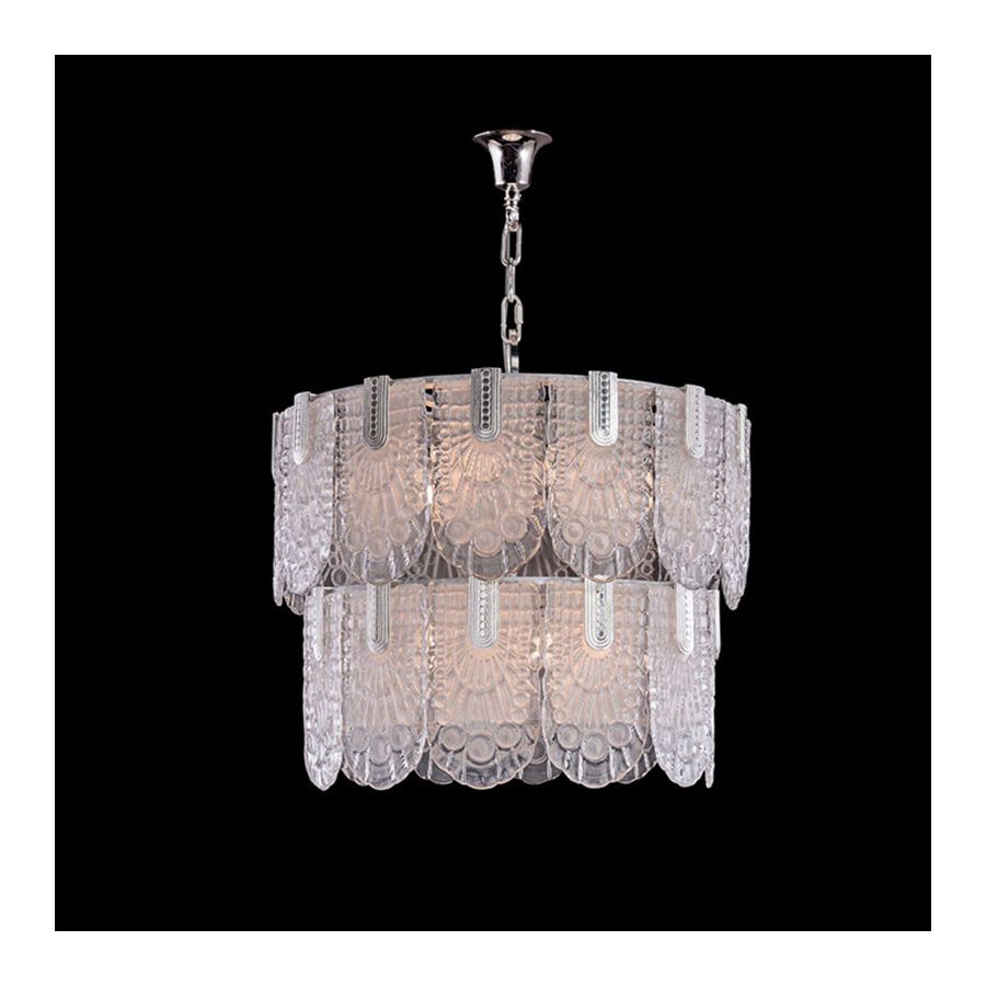 Polished Silver Finish / Transparent Venetian Glass