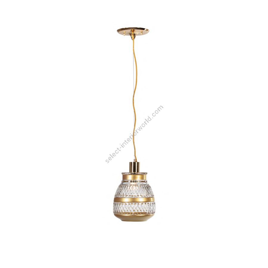 Pendant lamp / Polished brass finish / Gold glass
