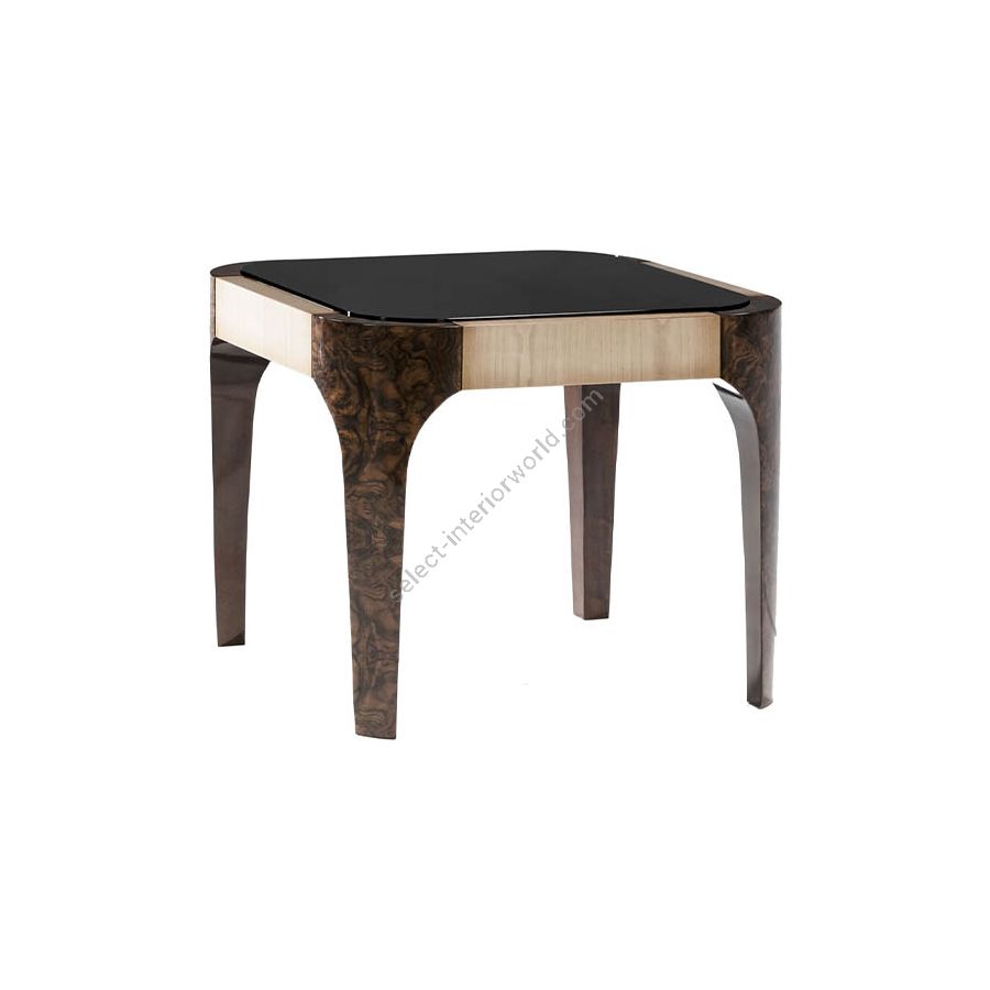 Side table / Ash wood and walnut burl veneers