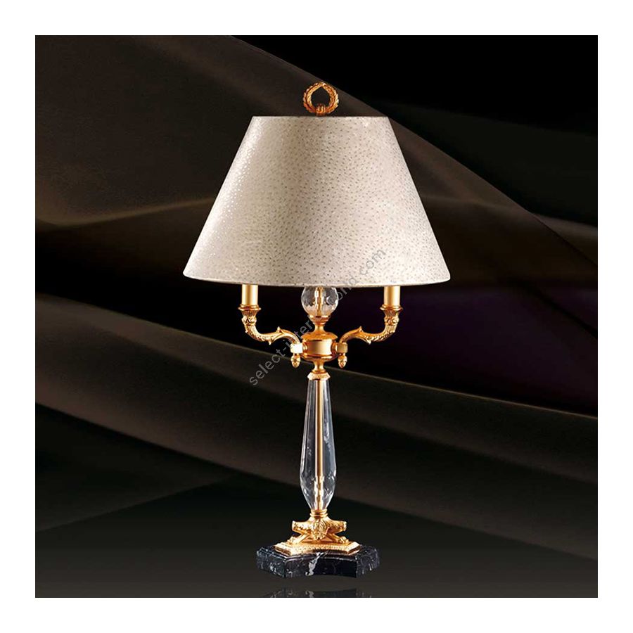 Antique Gold Plated Finish / Beige Lamp Shade