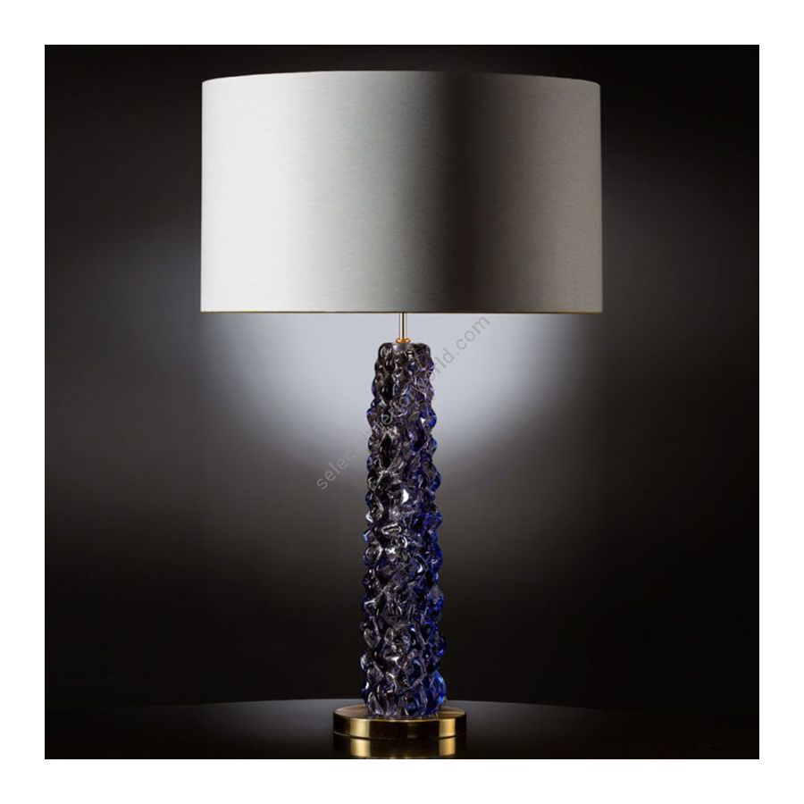 Blue Glass / With Beige Plain lampshade