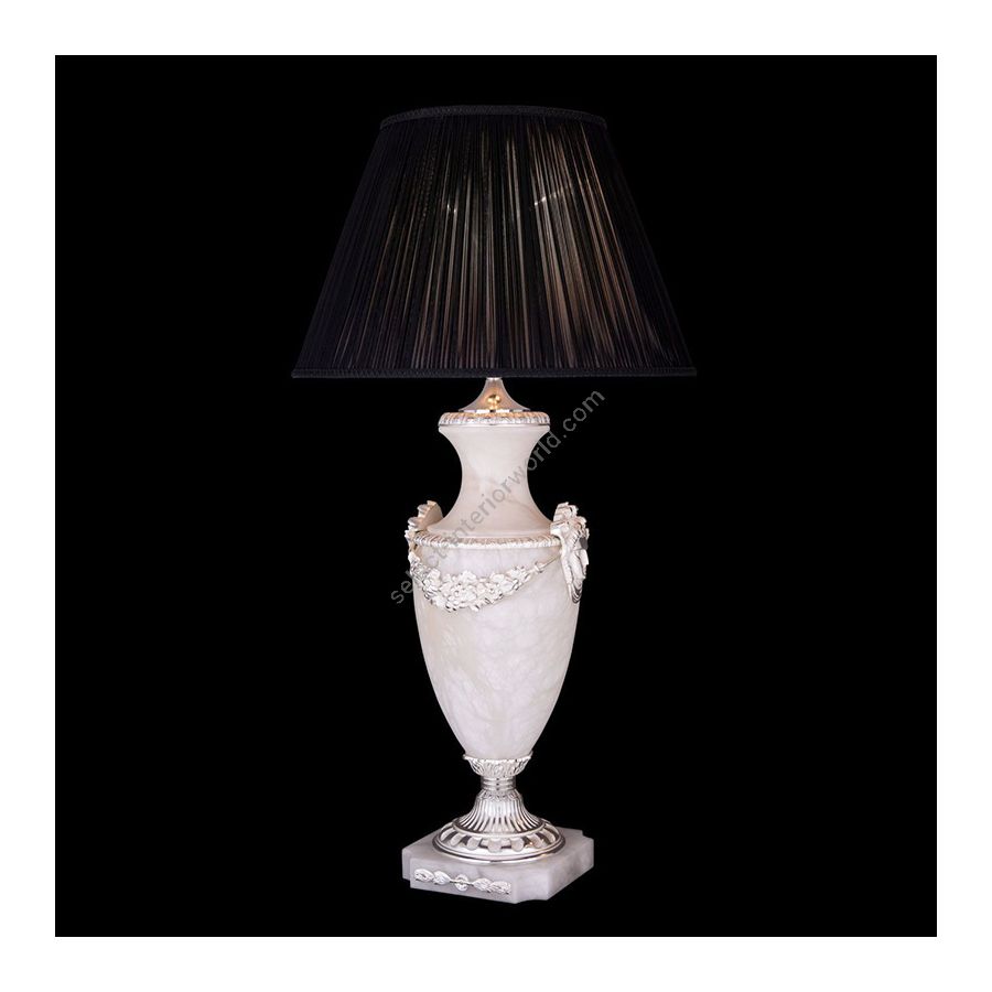 Antique Silver Plated finish / With Black Pleated lamp shade