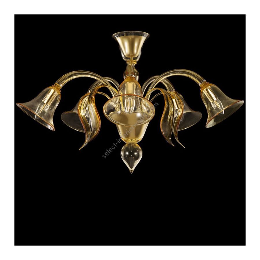 Amber Glass / 5 lights (cm.: 55 x 85 x 85 / inch.: 21.66" x 33.46" x 33.46")