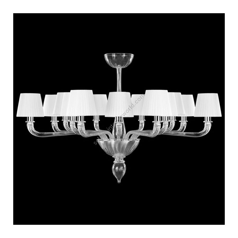 Nickel Finish / Clear Glass / White Lampshades / 14 lights (cm.: 70 x 100 x 100 / inch.: 27.55" x 39.37" x 39.37")