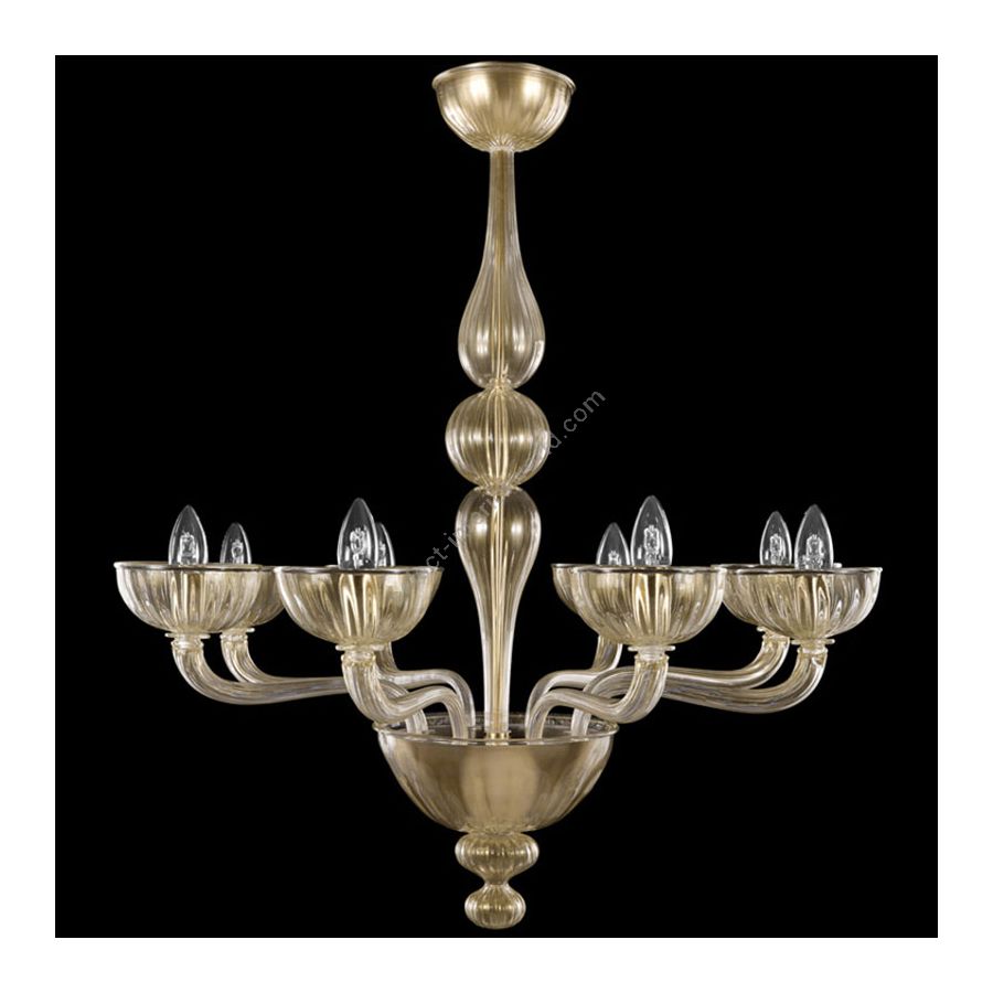 Gold Glass / 8 lights (cm.: 95 x 80 x 80 / inch.: 37.40" x 31.49" x 31.49")