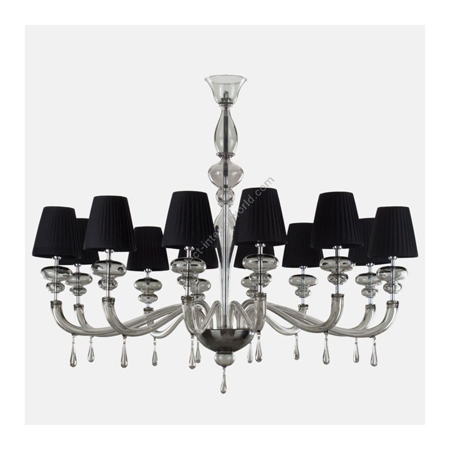 Gray Glass / Black Lampshade, 12 lights (cm.: 110 x 130 x 130 / inch.: 43.30" x 51.18" x 51.18")