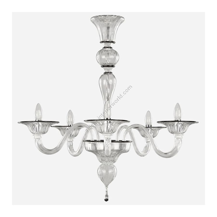 Clear with Black Glass / 5 lights (cm.: 80 x 75 x 75 / inch.: 31.49" x 29.52" x 29.52")