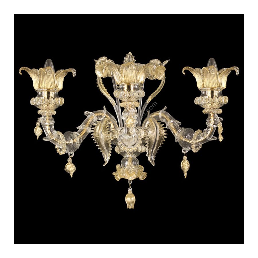 Clear with Gold Glass / 3 lights (cm.: 40 x 50 x 40 / inch.: 15.75" x 19.69" x 15.75")