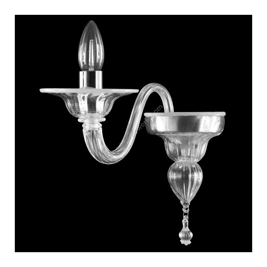 Clear with White Glass / 1 light (cm.: 25 x 15 x 30 / inch.: 9.84" x 5.91" x 11.81")