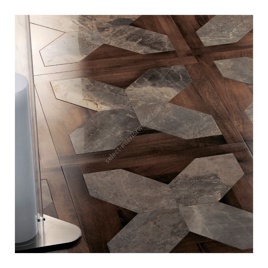 Wood Finish: Walnut; Marble Finish: Grey