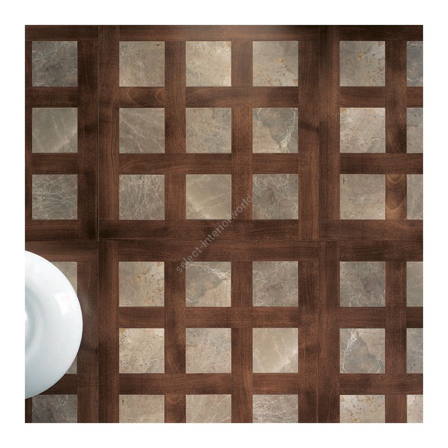 Wood Finish: Walnut; Marble Finish: Grey