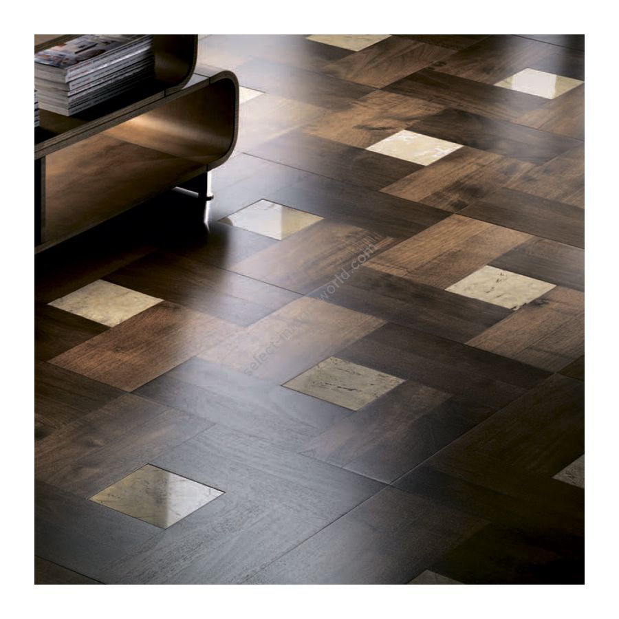 Wood Finish: Walnut; Marble Finish: Yellow