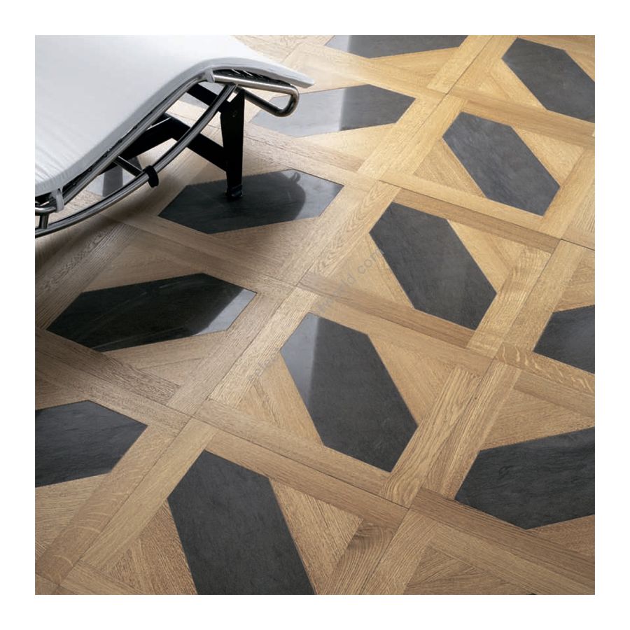 Wood Finish: Oak Natural; Marble Finish: Brown