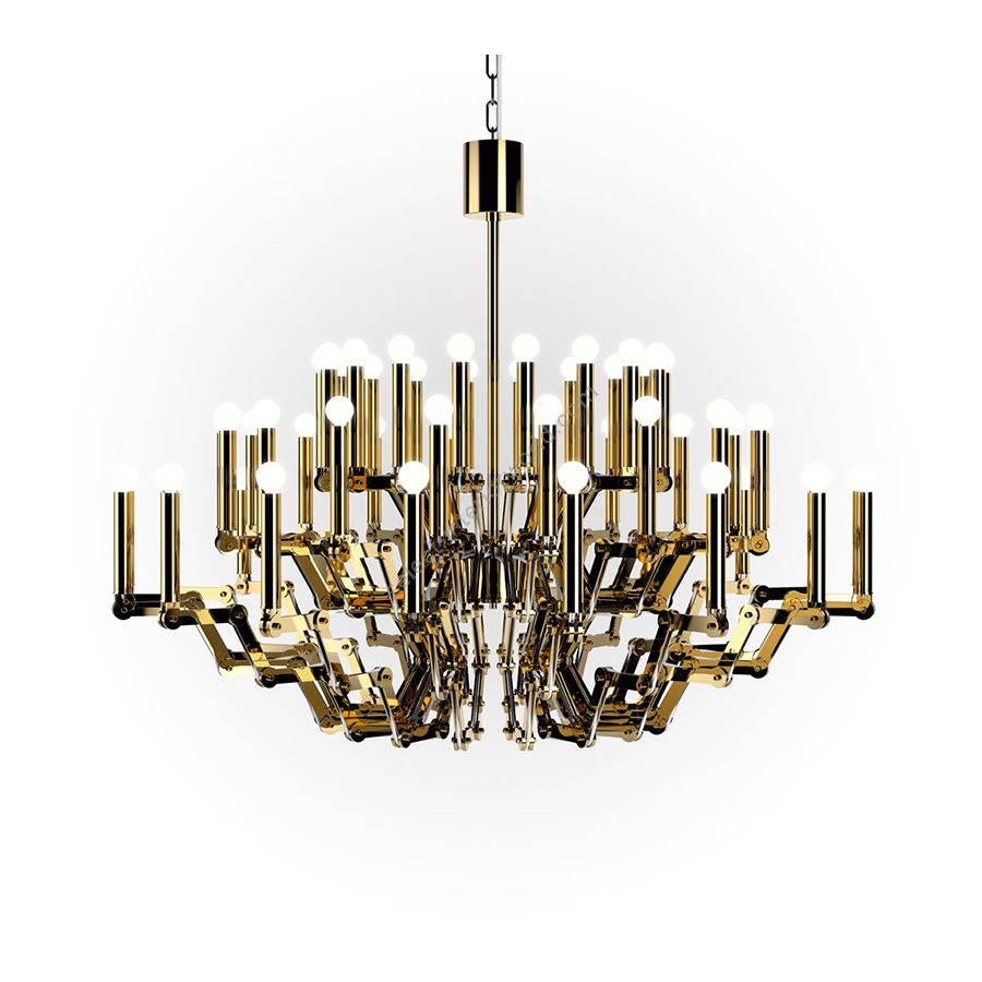 Gold Color Stainless Steel Finish / Long Candles / 54 lights (cm.: H 106 x W 137 / inch.: H 41.7" x W 53.9")