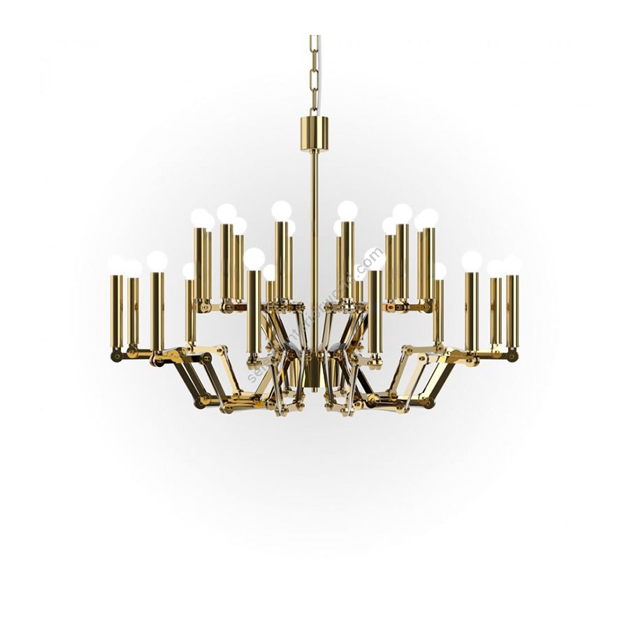 Gold Color Stainless Steel Finish / Long Candles / 24 lights (cm.: H 73 x W 101 / inch.: H 28.7" x W 39.8")