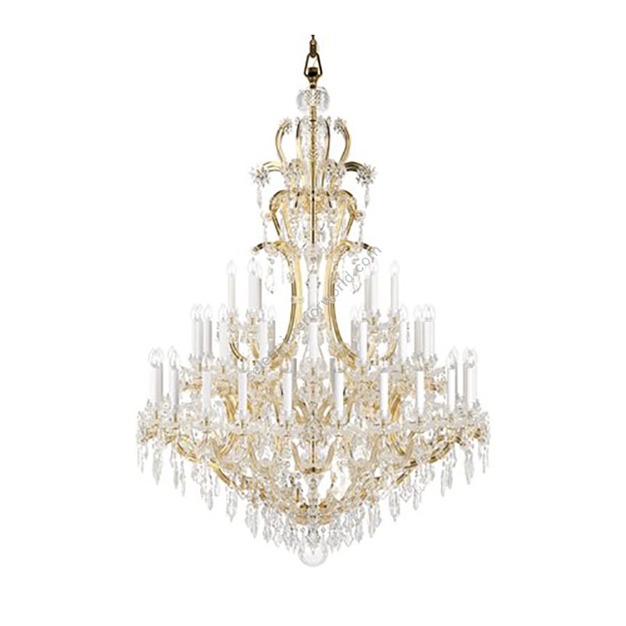 Large Bohemian Crystal Chandelier / 24K Gold Plated finish
