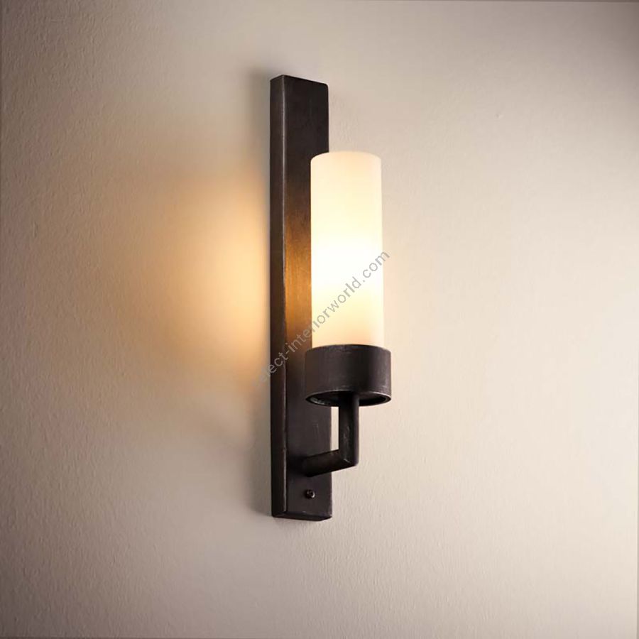 Handmade wall lamp / Iron nature finish / Narrow glass cylinder